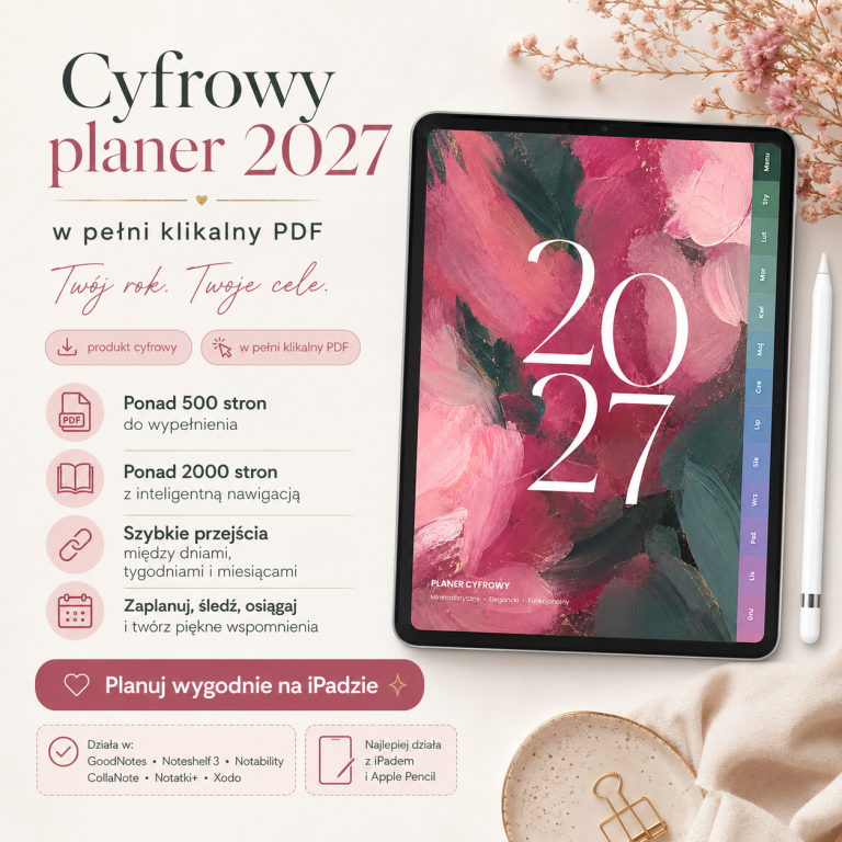 Cyfrowy Kalendarz 2027 / PDF do druku - Rozkwit